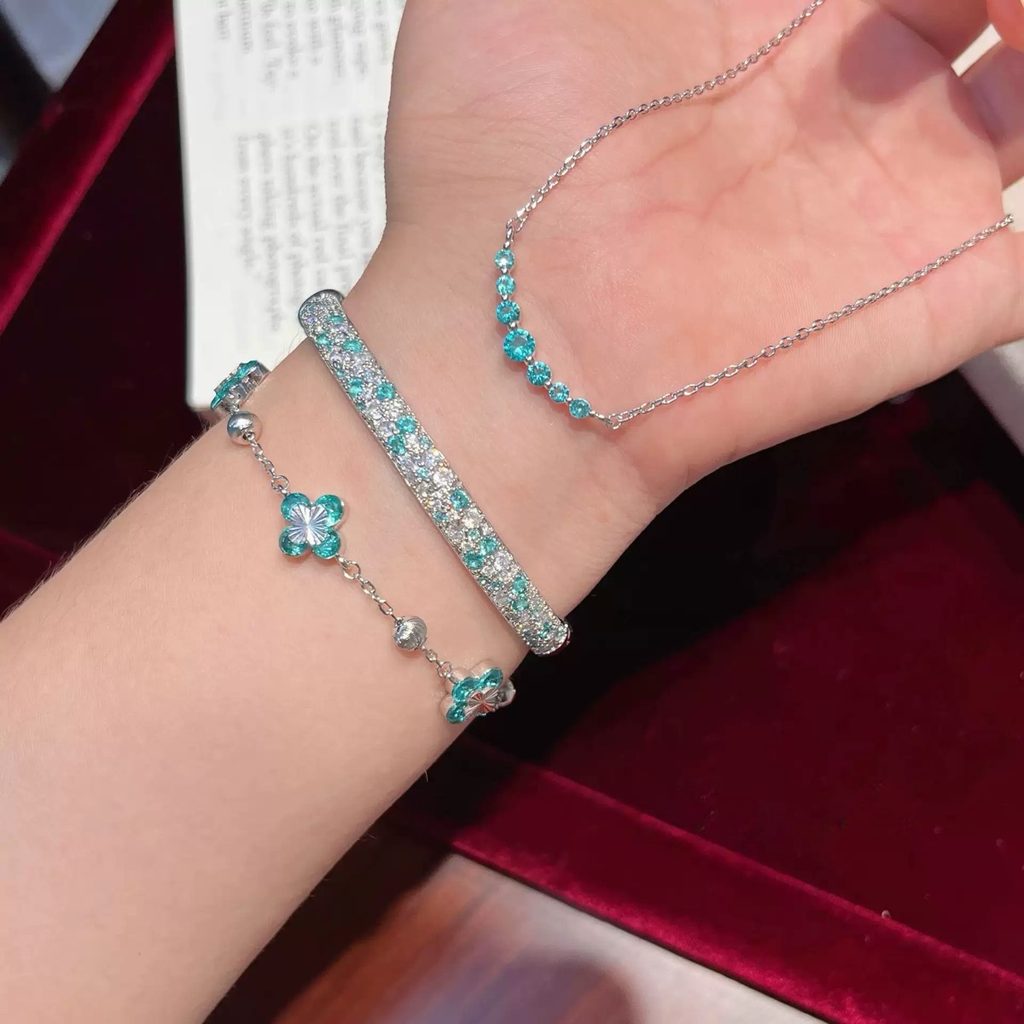 Turquoise Blue Four-Leaf Clover Jewelry Set