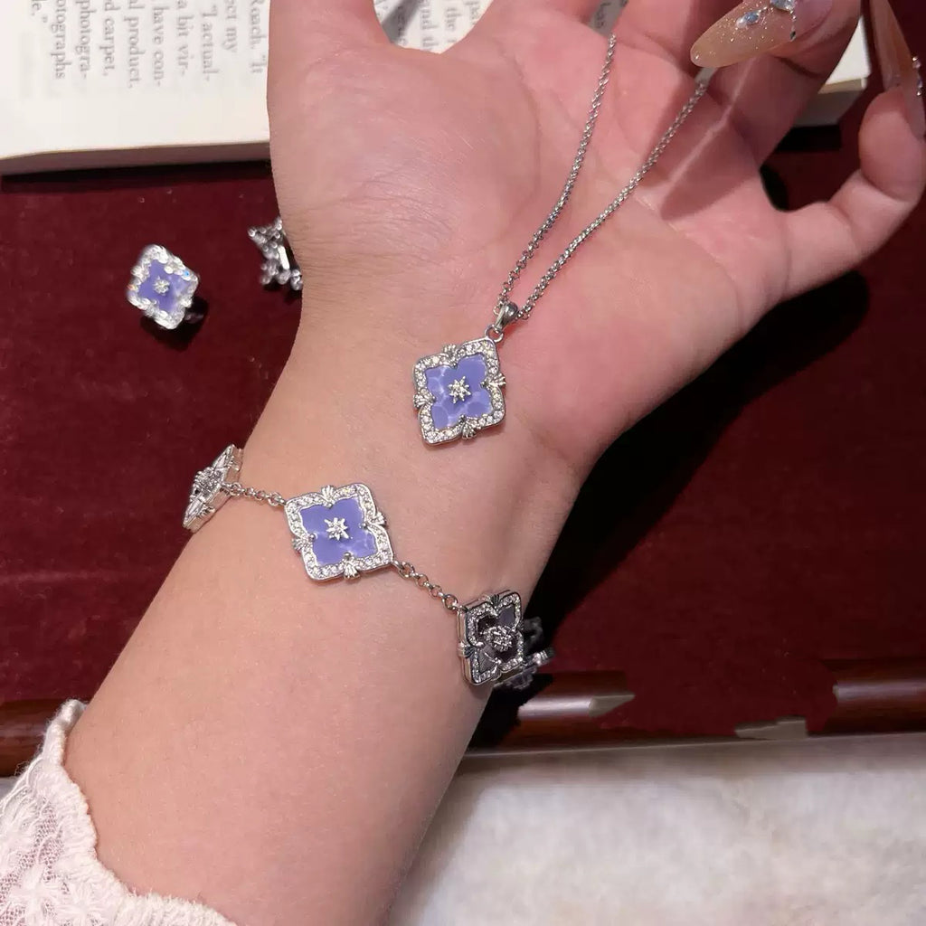 Mystic Purple Clover Jewelry Set