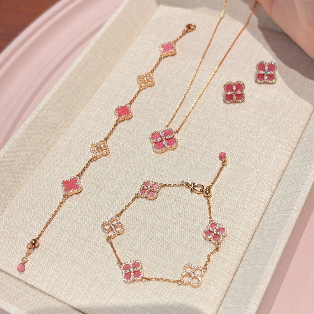 Pink Clover Jewelry Set