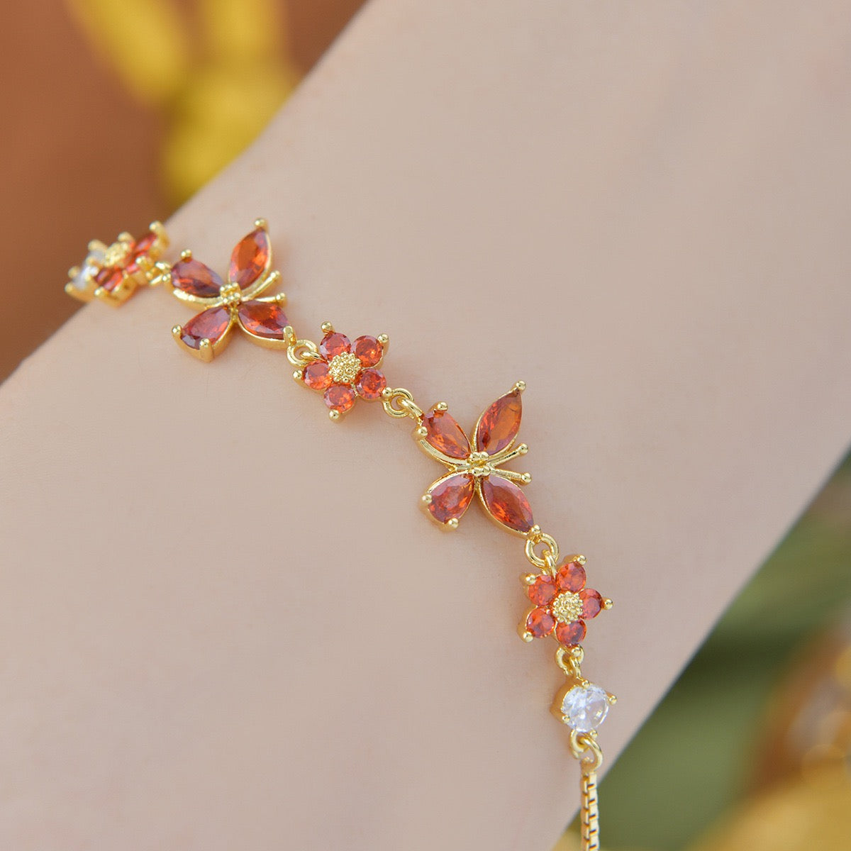 Dainty Butterfly Flower Bracelet