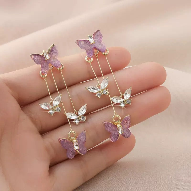 Fairycore triple layer Butterfly Earrings
