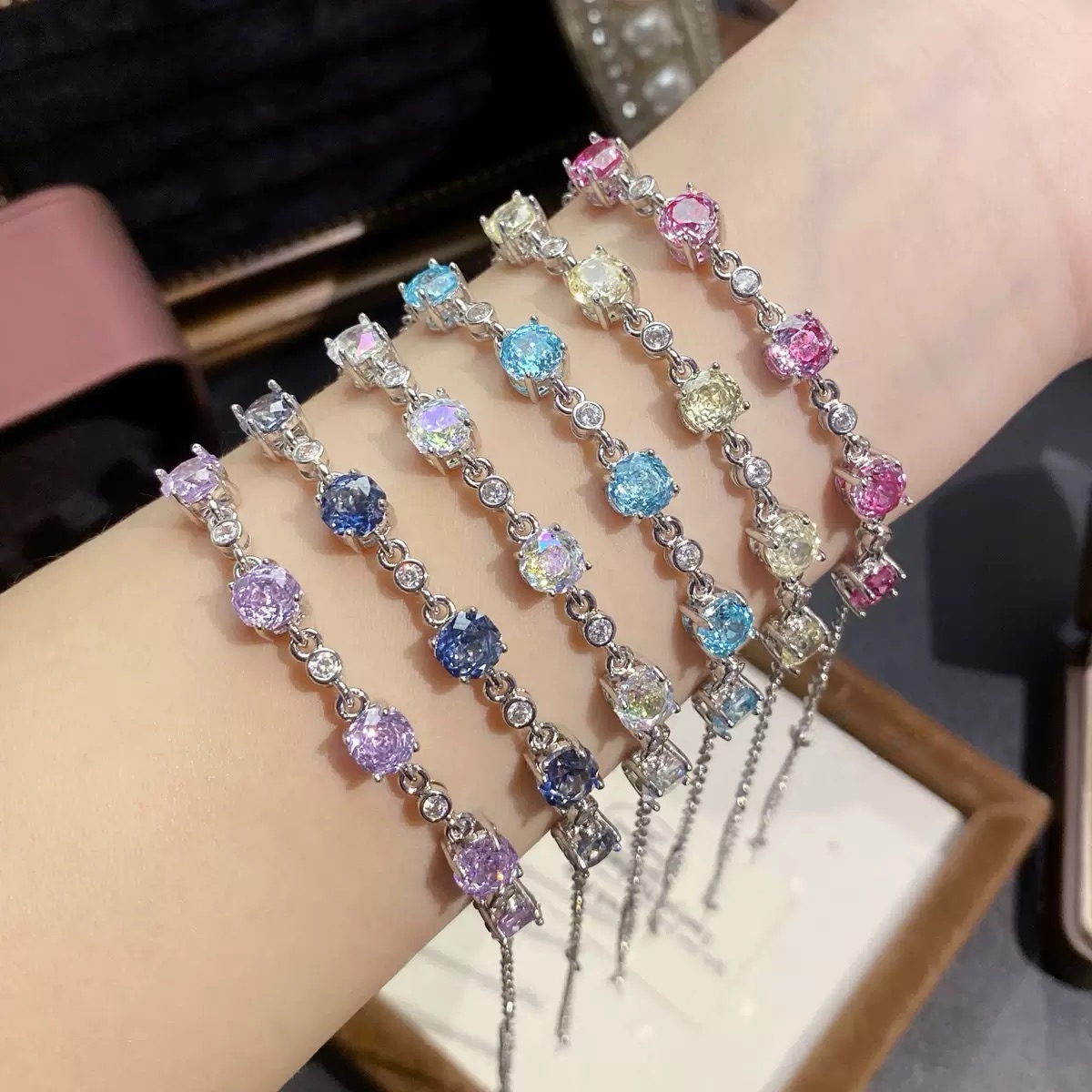 Rose Cut Floral Crystal Bracelets