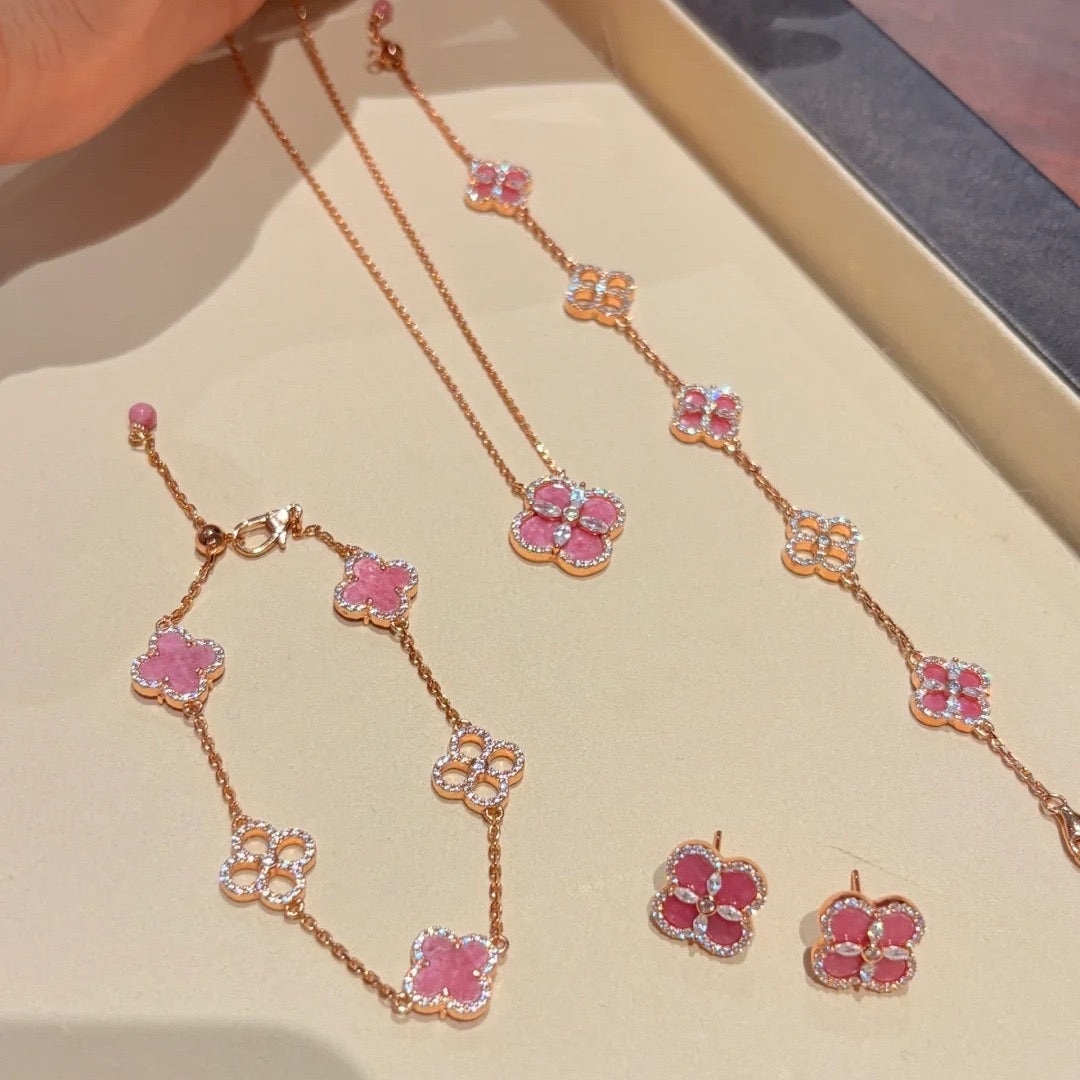 Pink Clover Jewelry Set