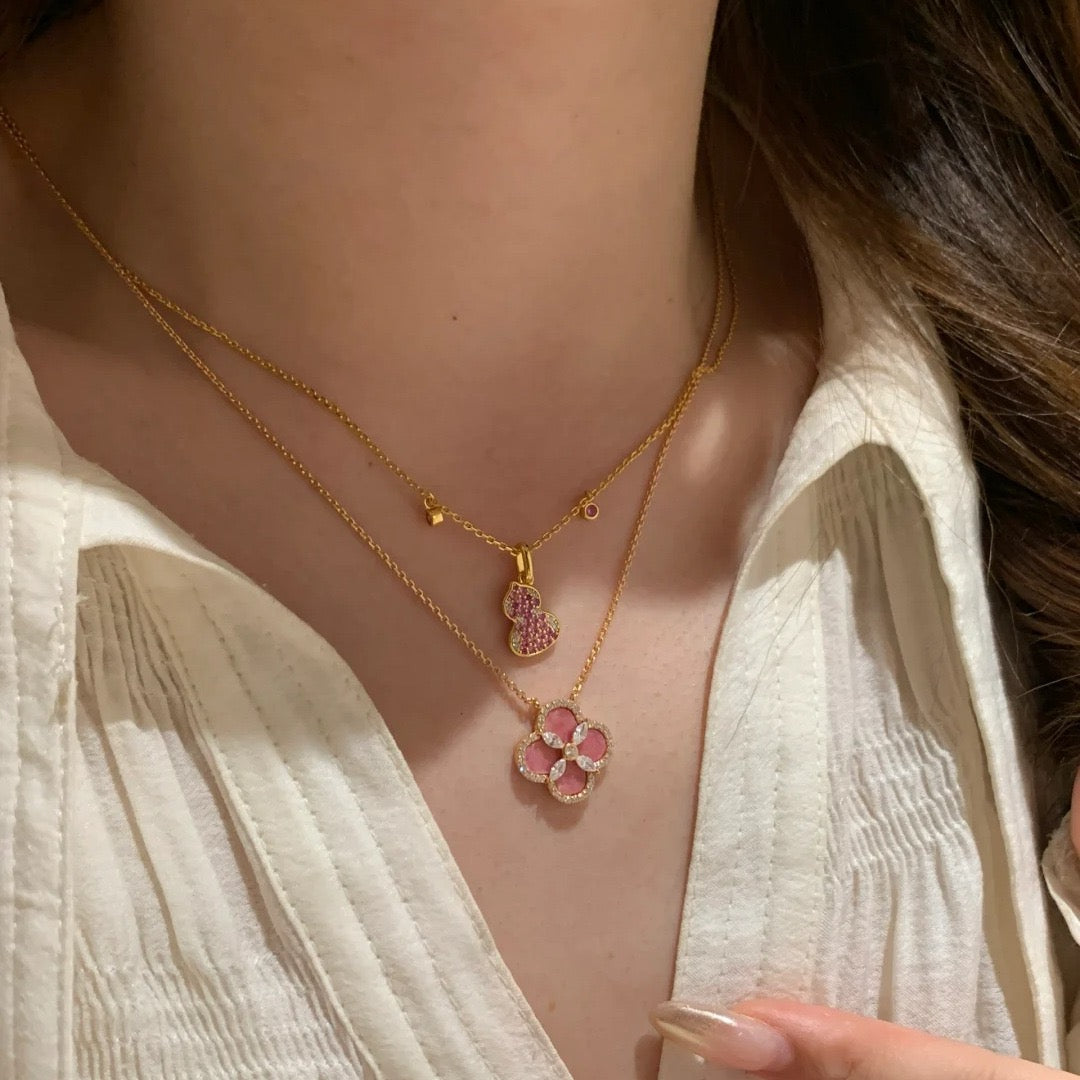 Pink Clover Jewelry Set