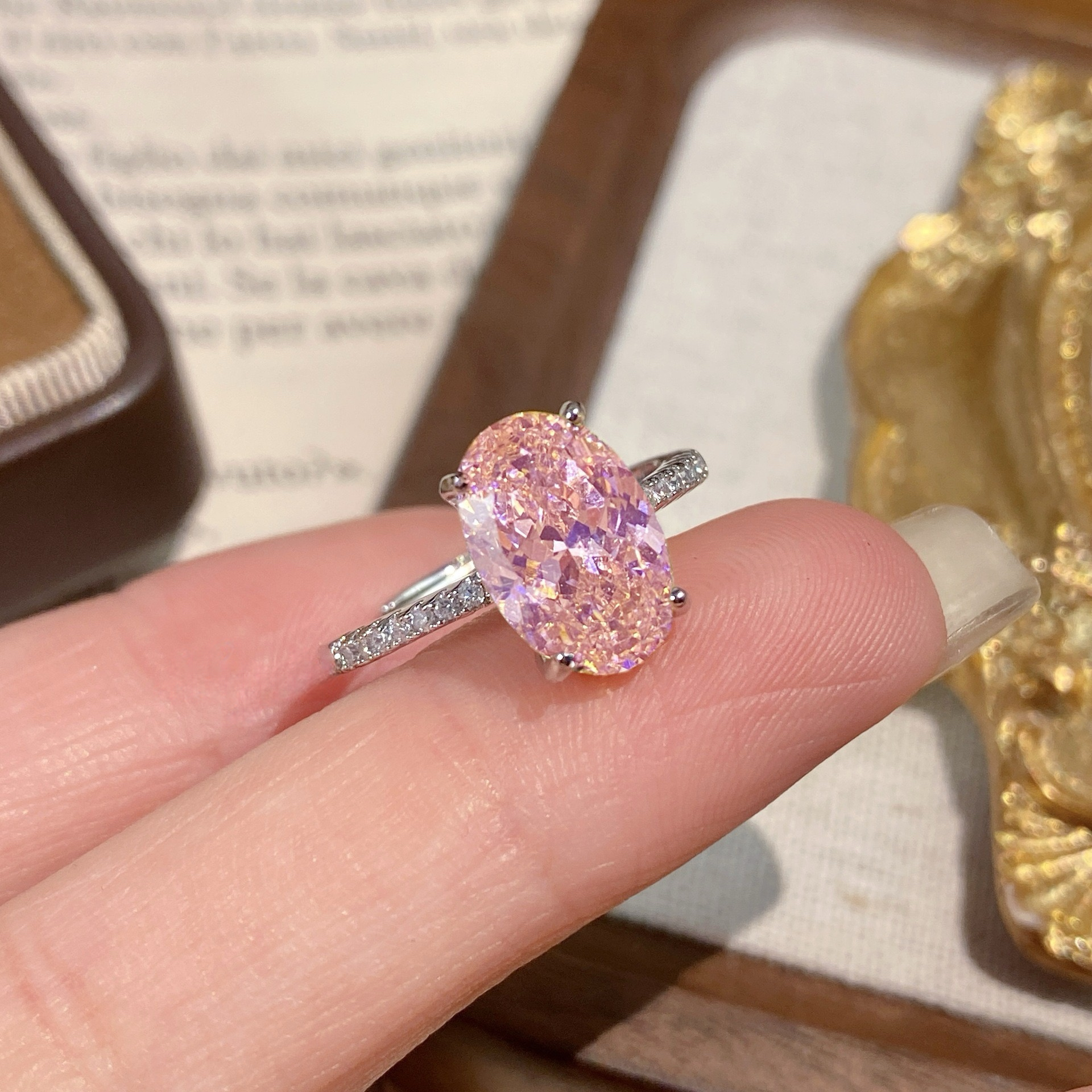 Oval shape Crystal Rings