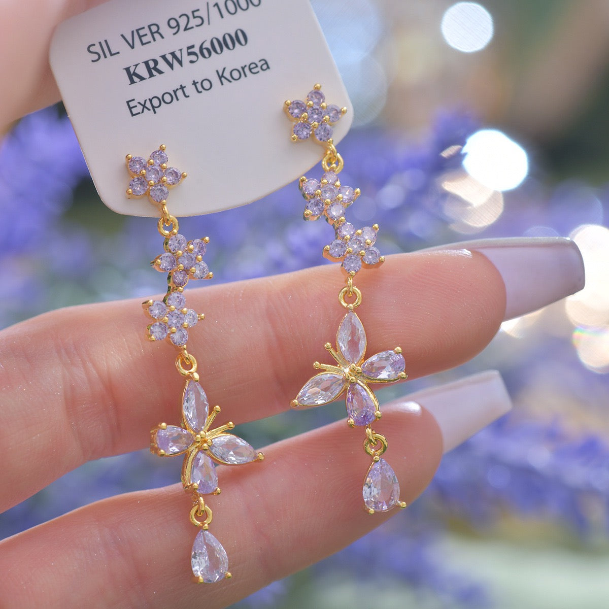 Fancy Purple Butterfly Drop Earring