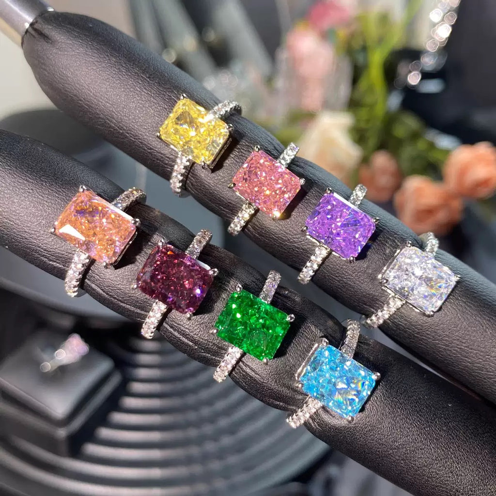 Square Crystal Rings