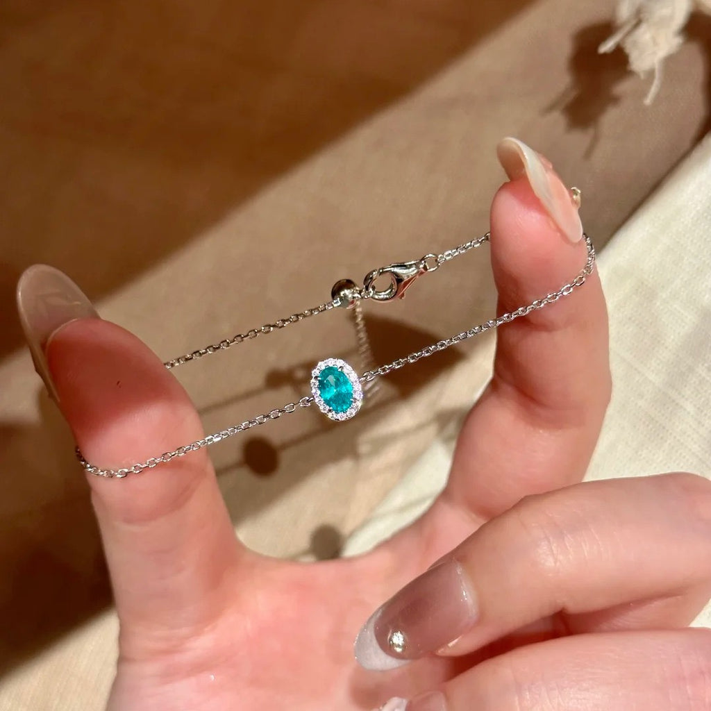 Dainty Oval Gem & Diamond Tennis Stack Bracelet