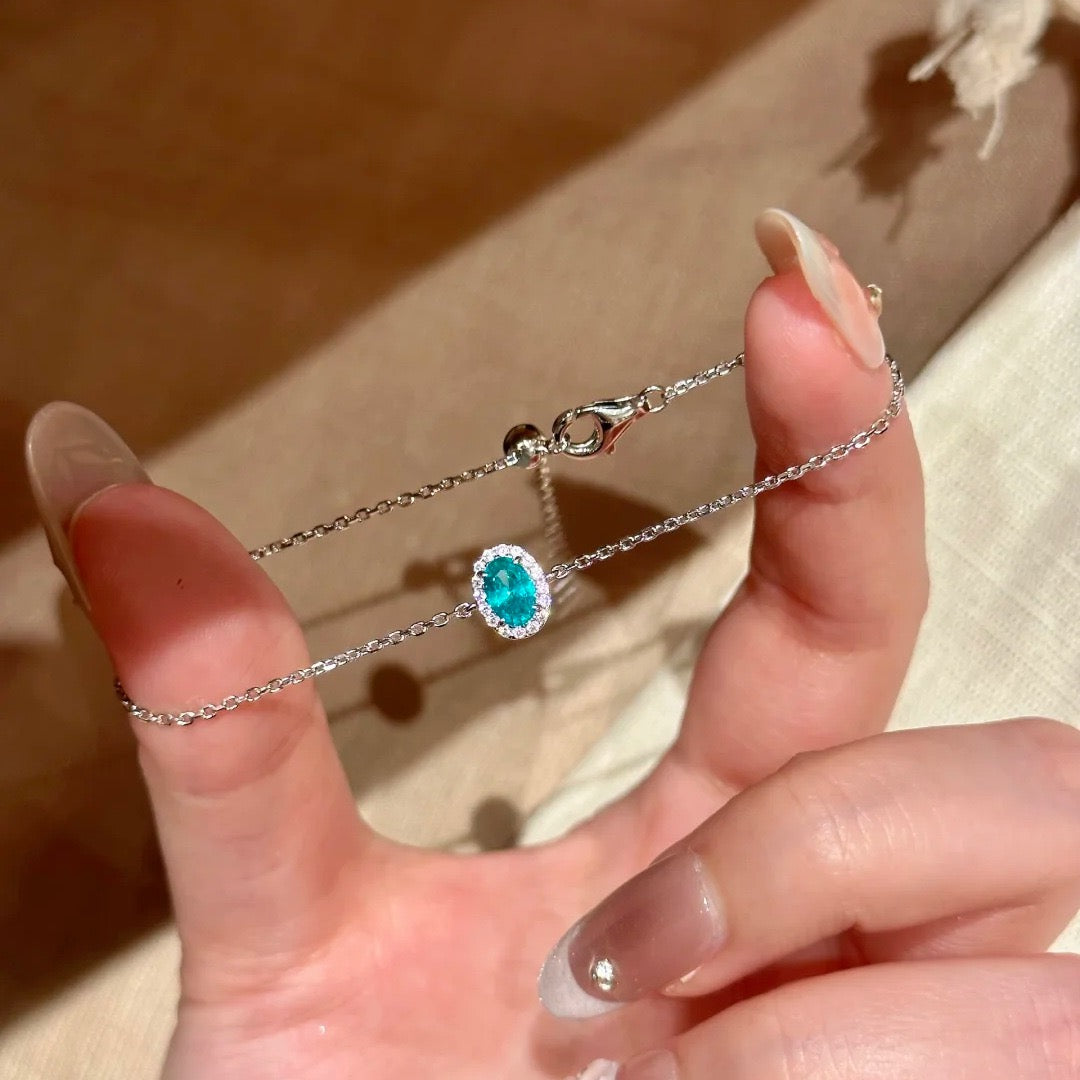 Dainty Oval Gem & Diamond Tennis Stack Bracelet