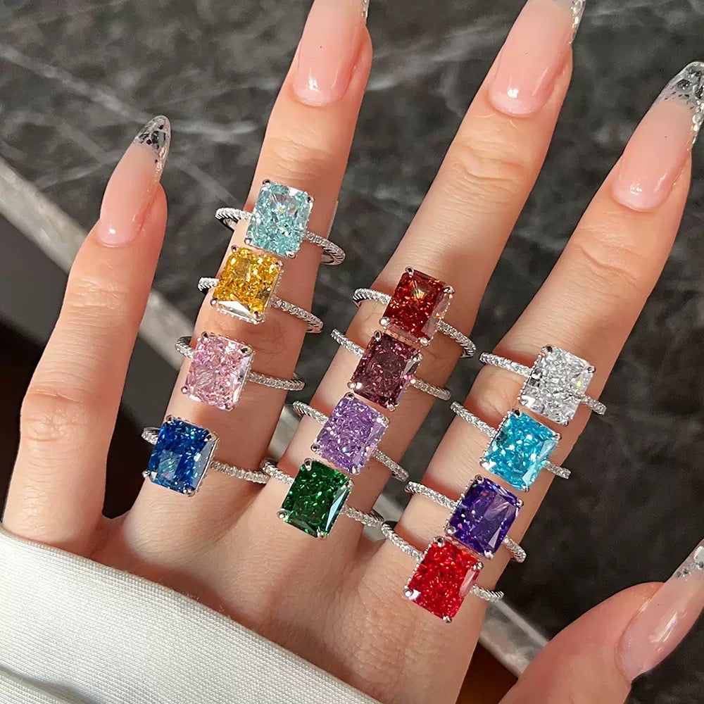 Square Crystal Rings