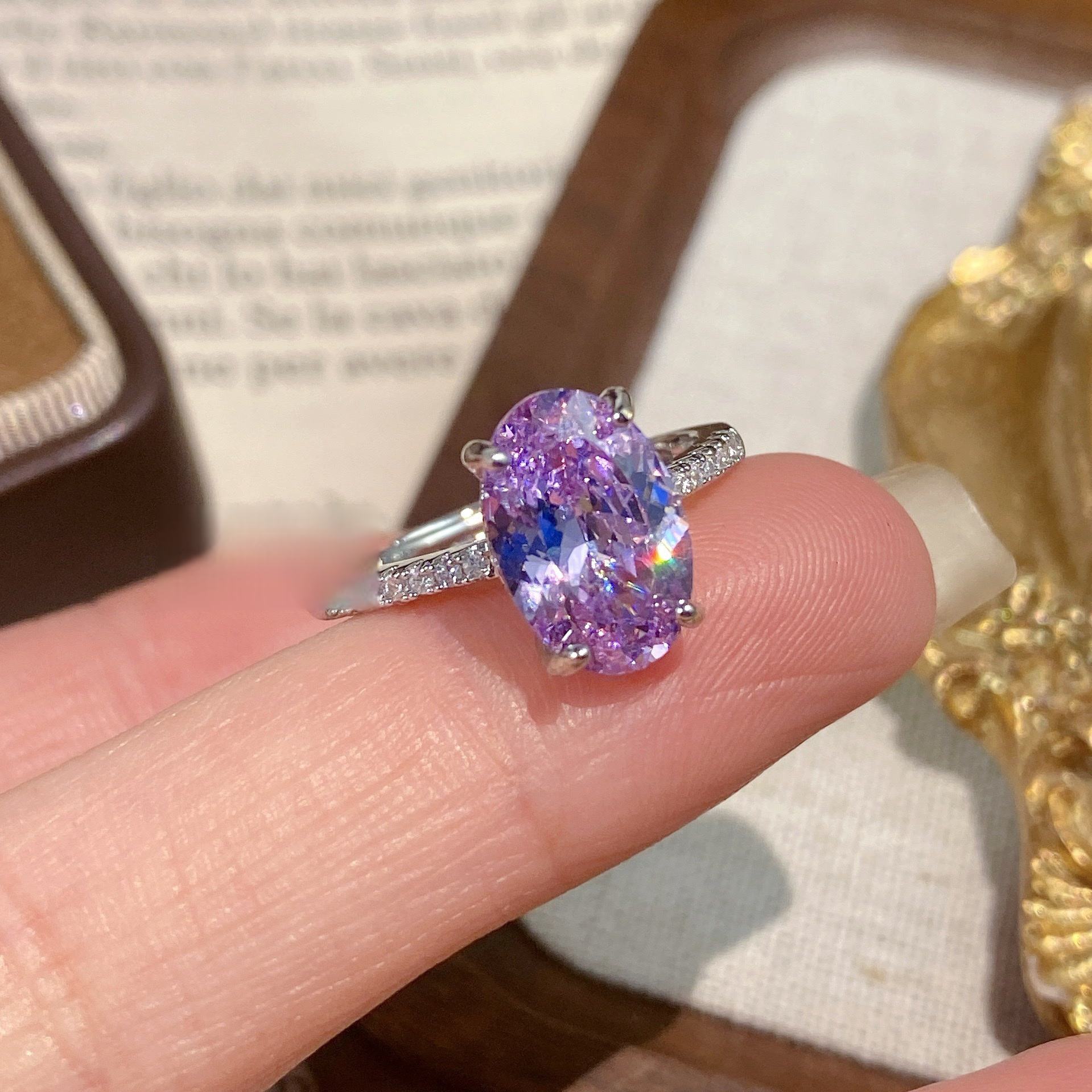 Oval shape Crystal Rings