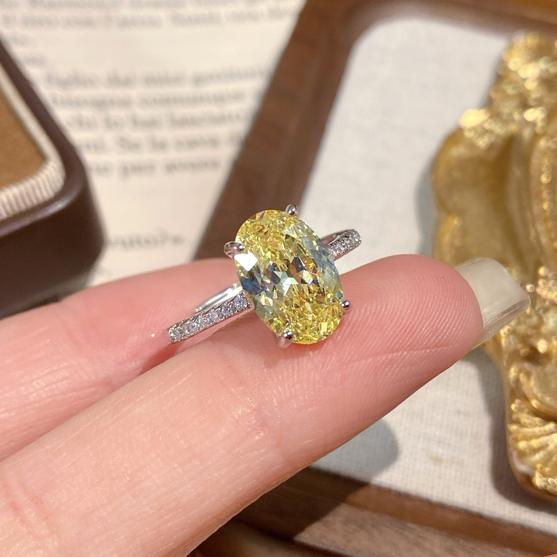 Oval shape Crystal Rings