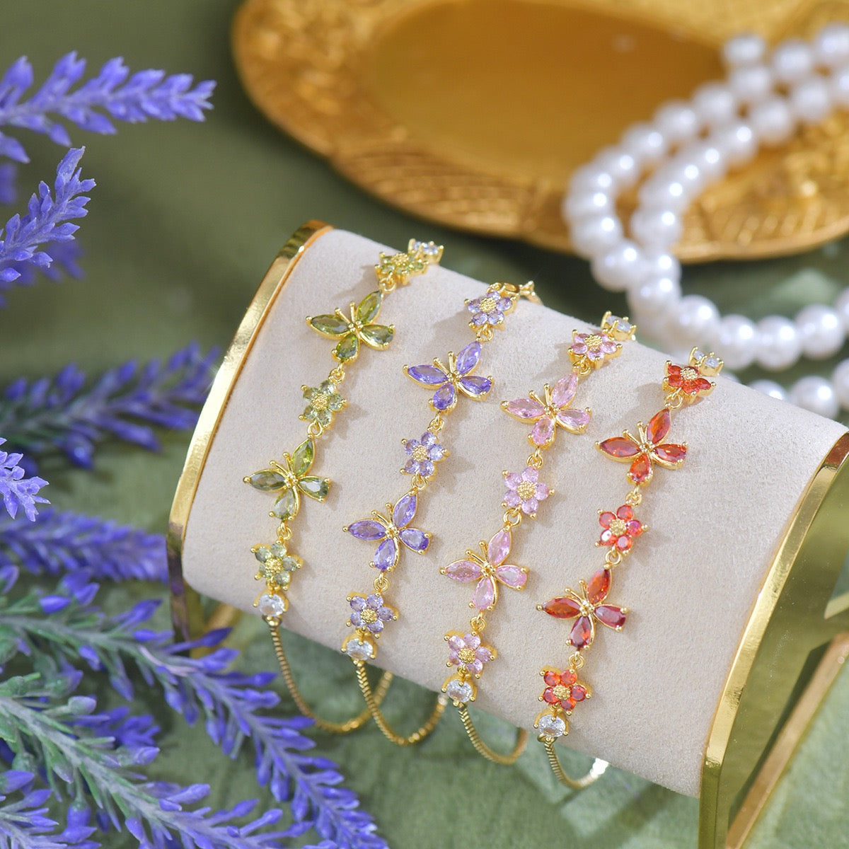 Dainty Butterfly Flower Bracelet