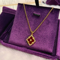 Red Onyx Four-Leaf Clover Jewelry Set