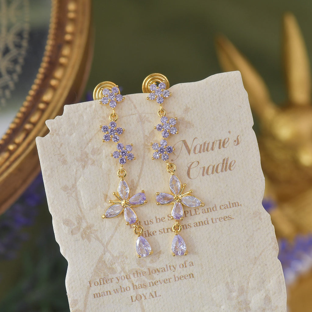 Fancy Purple Butterfly Drop Earring