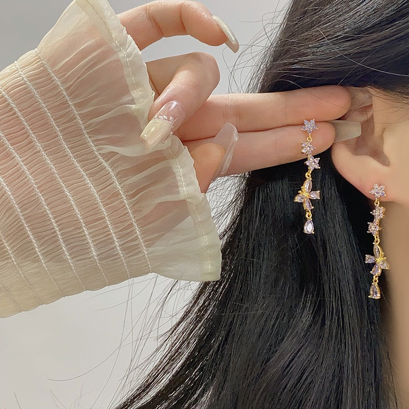 Fancy Purple Butterfly Drop Earring