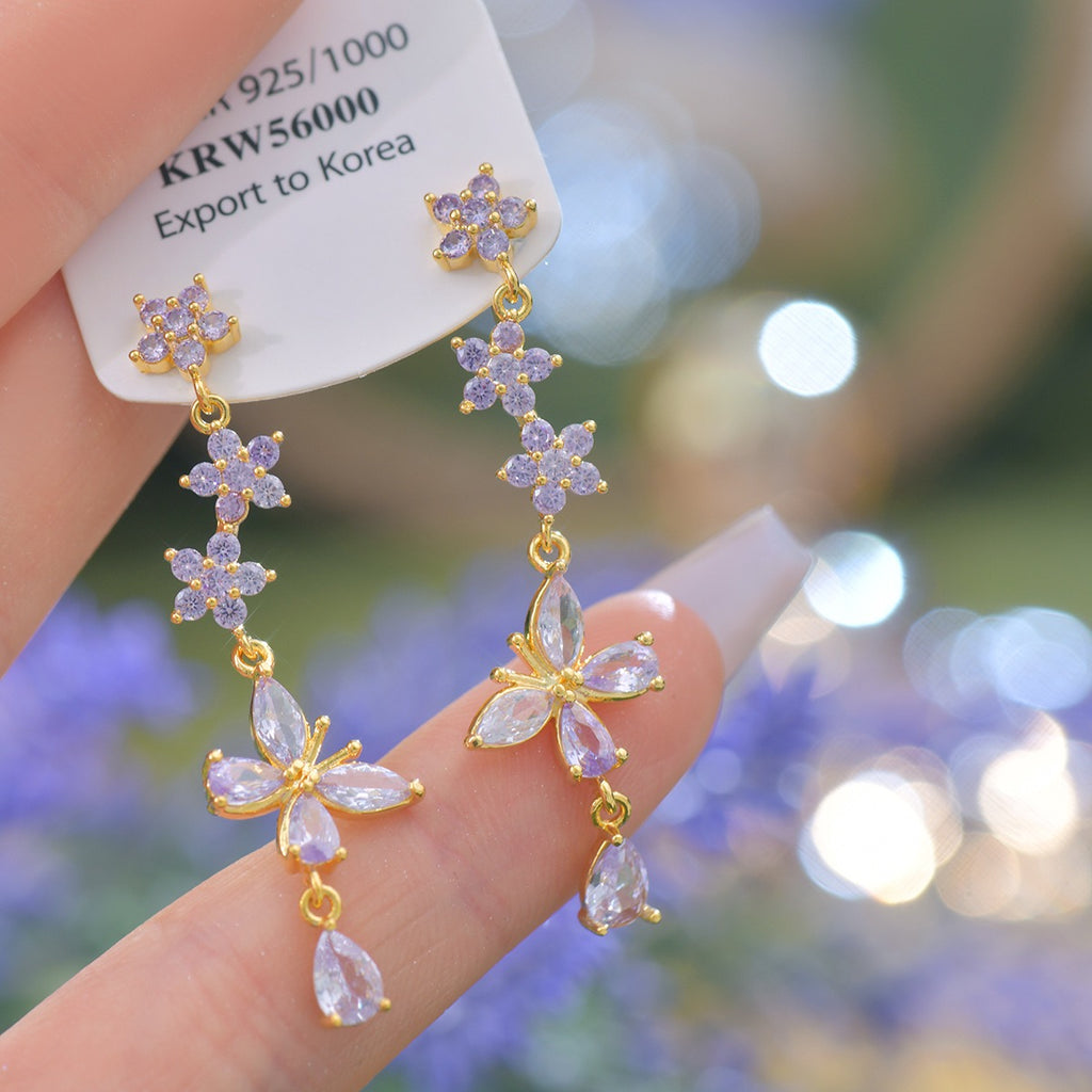 Fancy Purple Butterfly Drop Earring