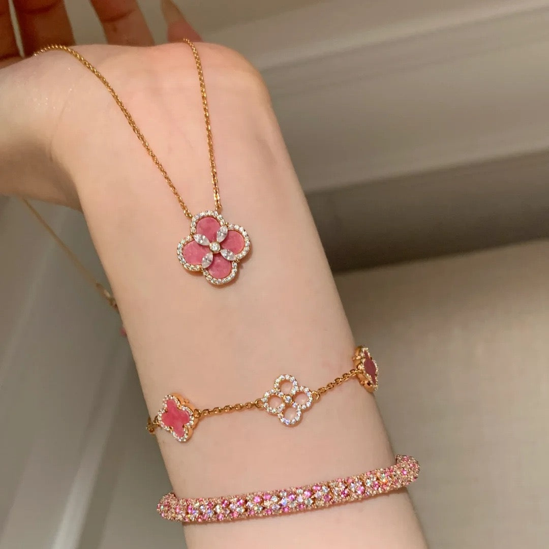 Pink Clover Jewelry Set