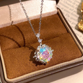 Rose Cut Floral Crystal Pendant Necklaces