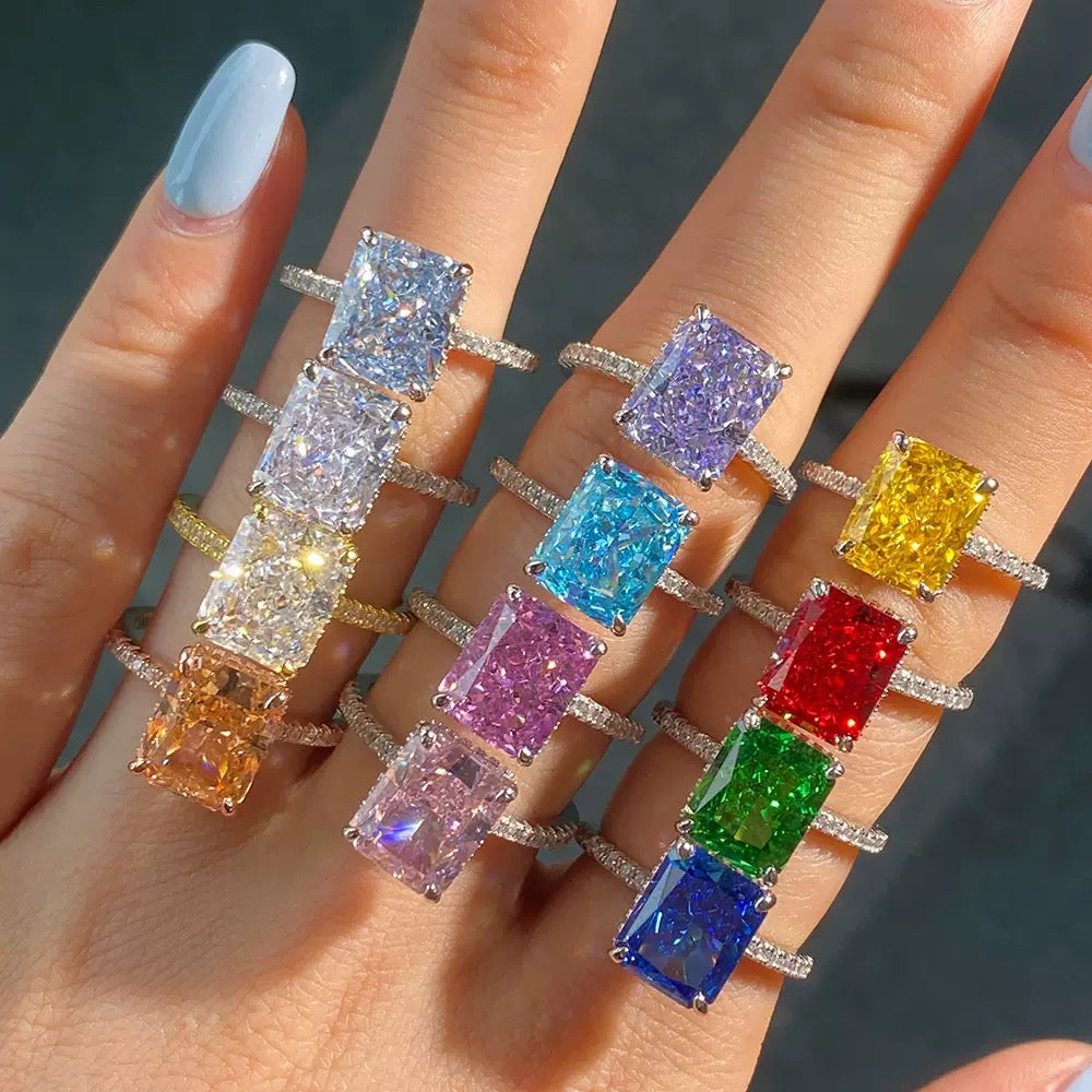 Square Crystal Rings