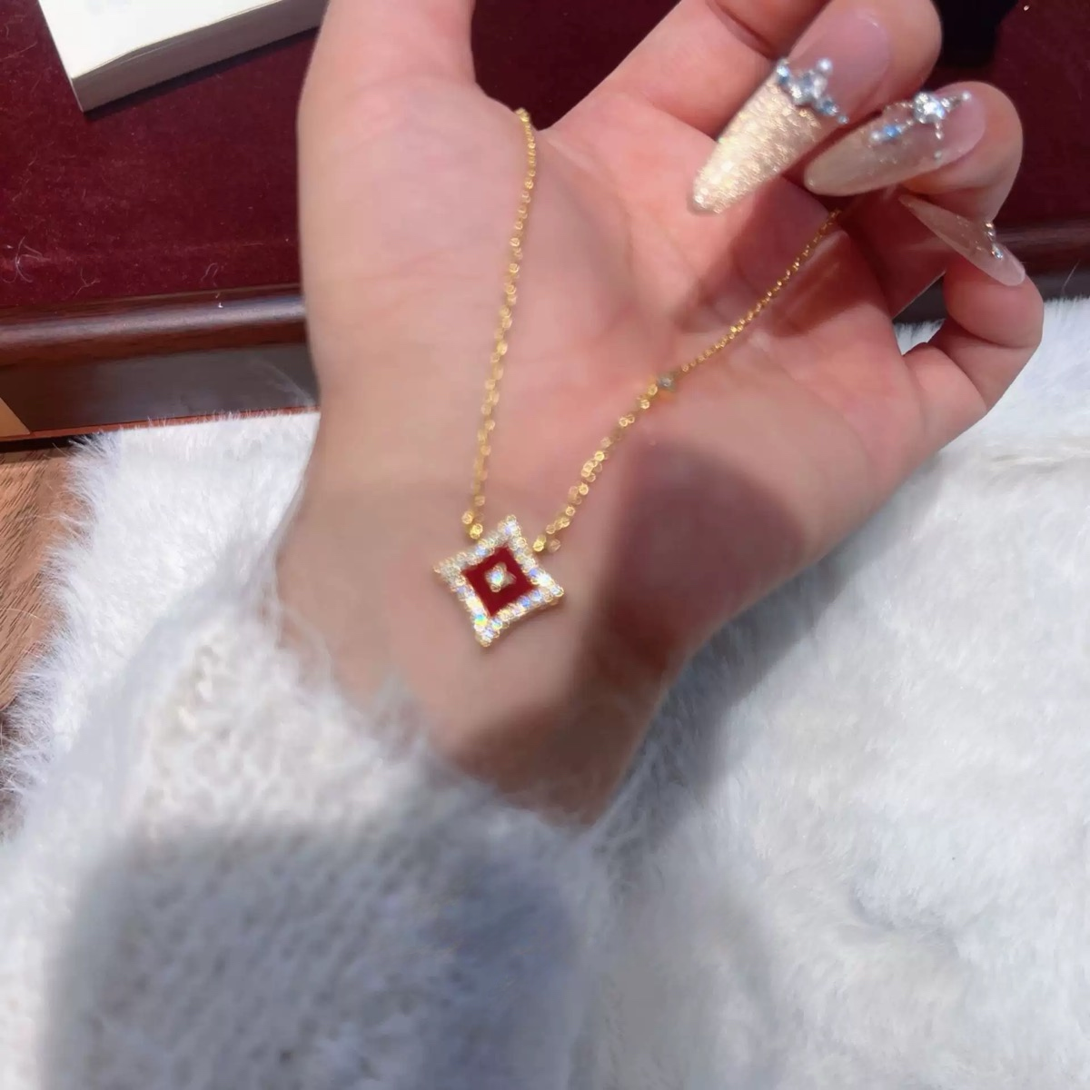 Red Four Leaves Clover Necklace