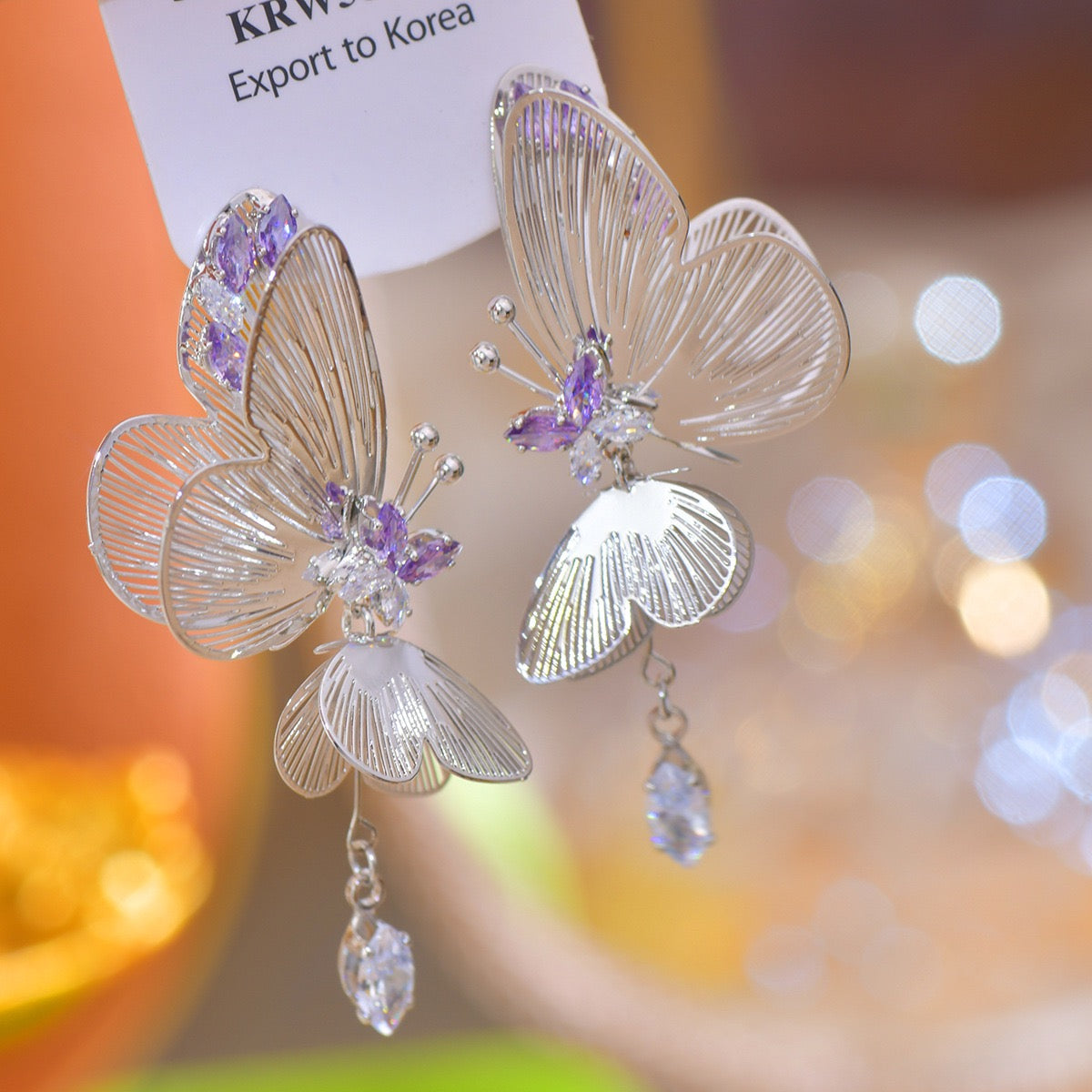 Filigree Butterfly Drop Earrings