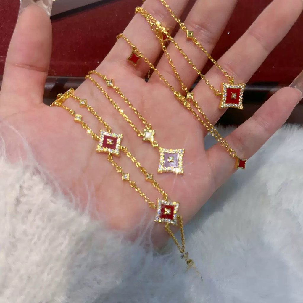 Red Four Leaves Clover Necklace