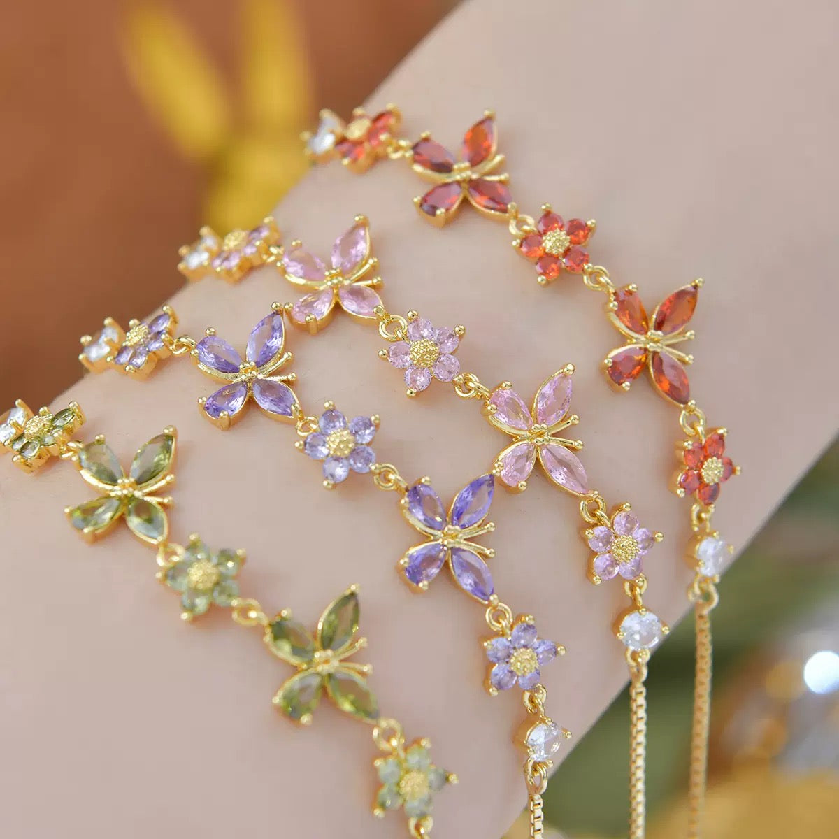 Dainty Butterfly Flower Bracelet