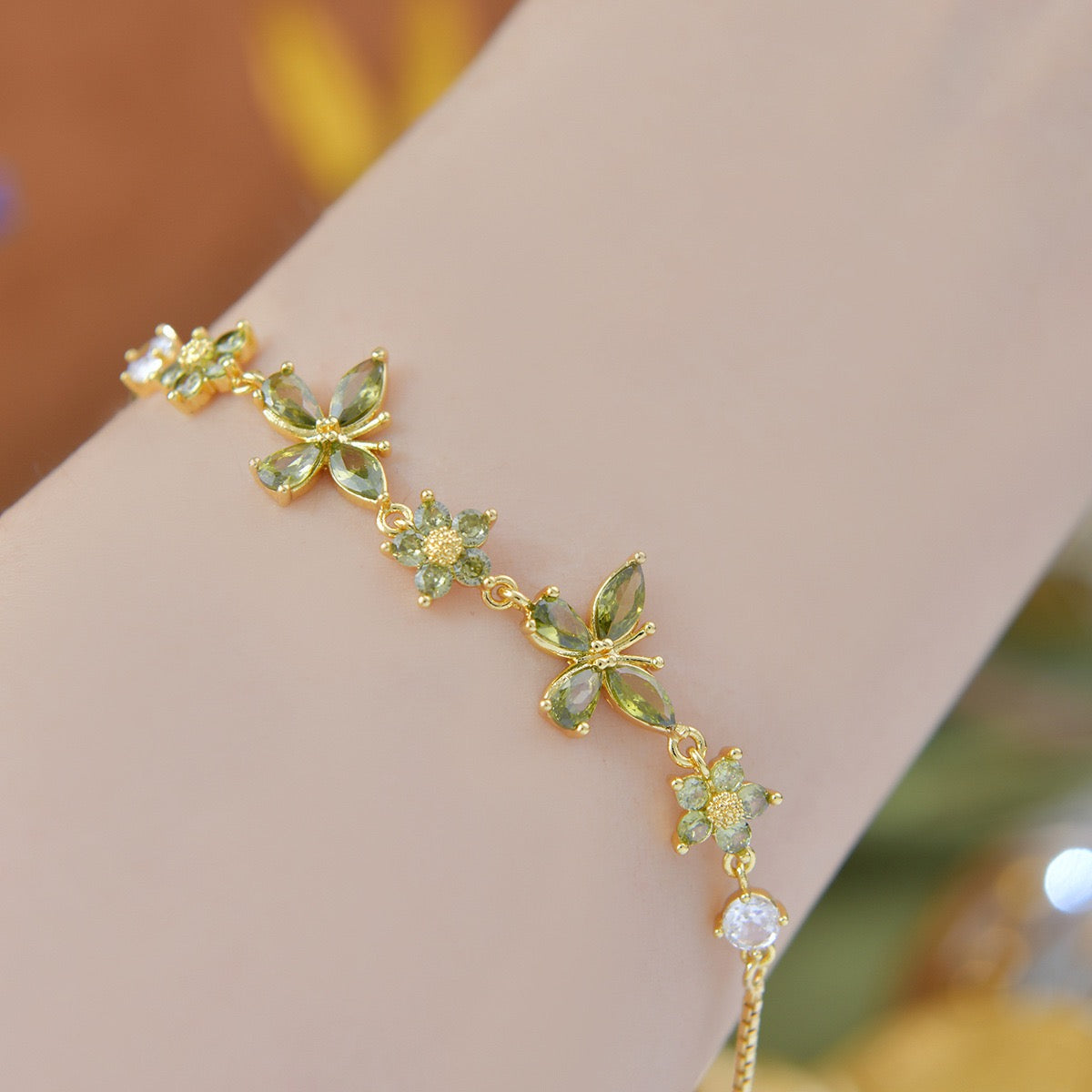 Dainty Butterfly Flower Bracelet