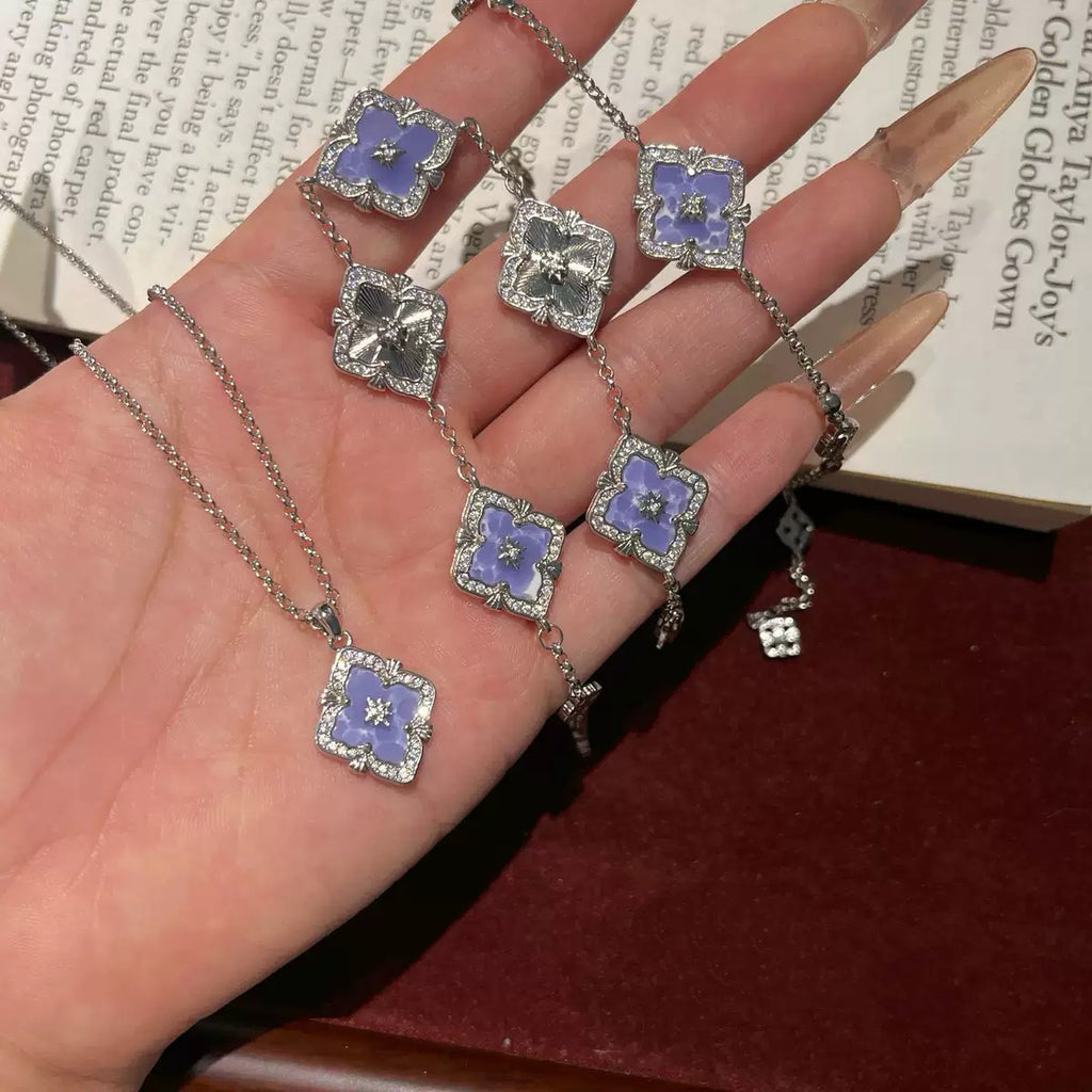 Mystic Purple Clover Jewelry Set