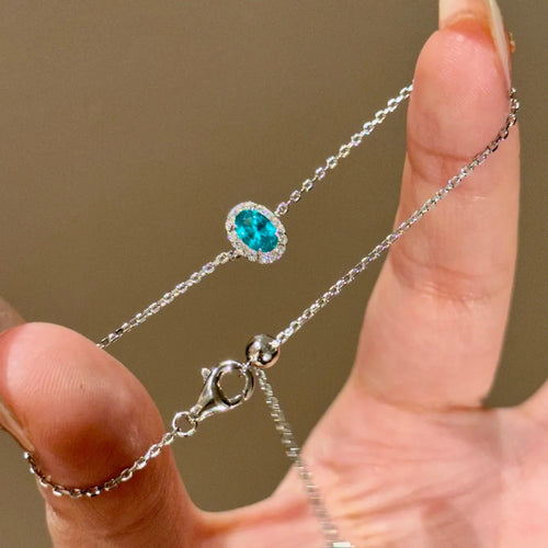 Dainty Oval Gem & Diamond Tennis Stack Bracelet