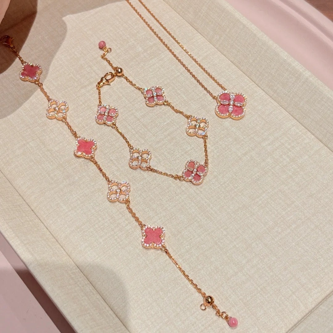 Pink Clover Jewelry Set