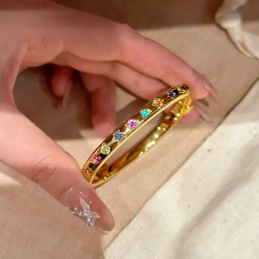 Rainbow Multi-Color Gem Stack Bangle