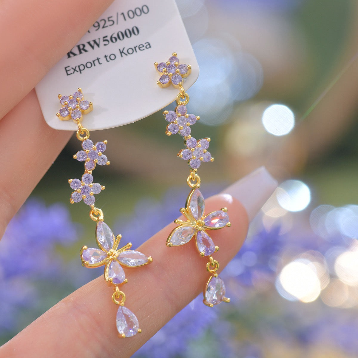 Fancy Purple Butterfly Drop Earring