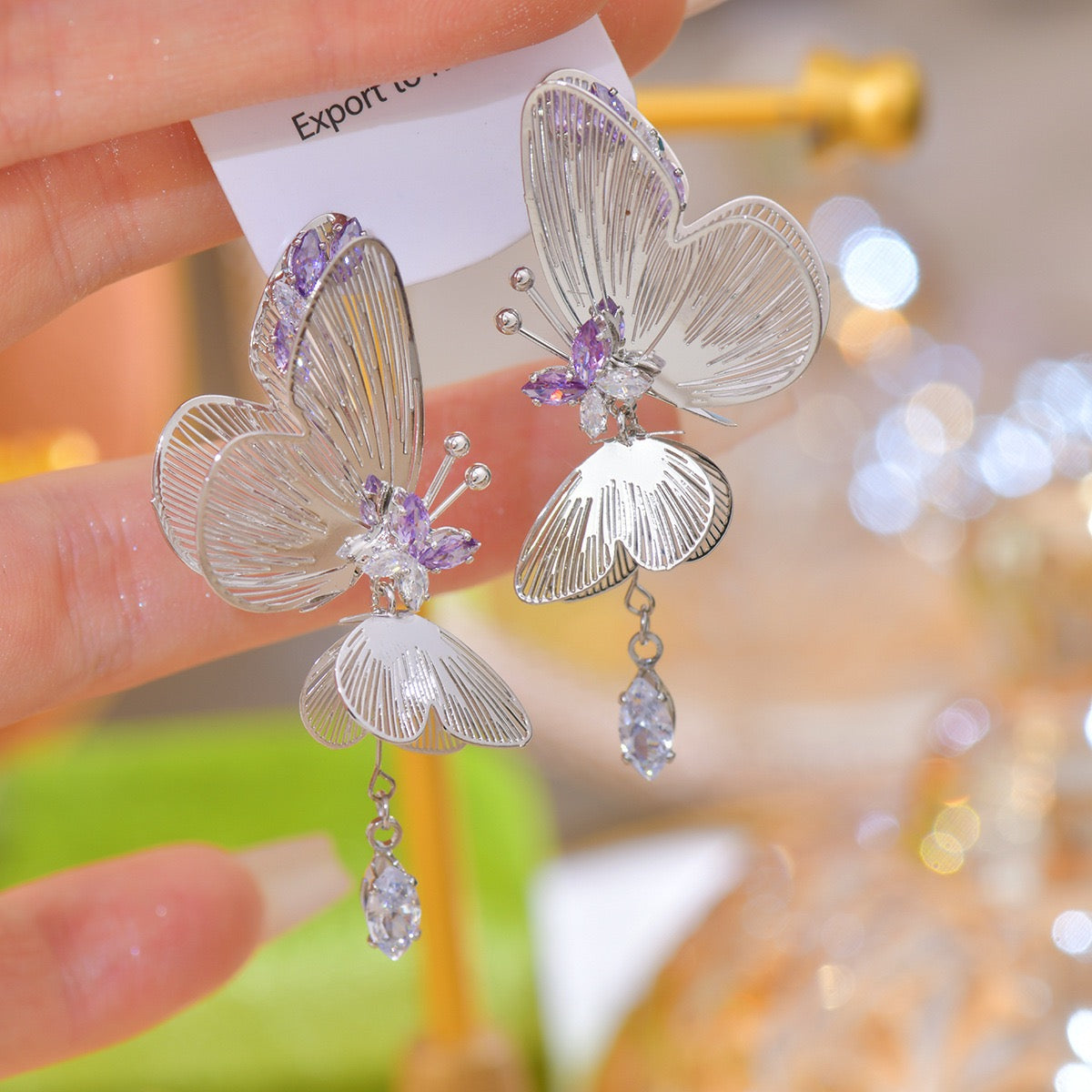 Filigree Butterfly Drop Earrings