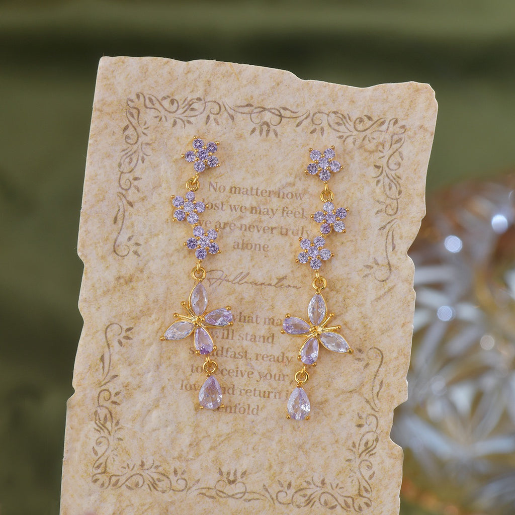 Fancy Purple Butterfly Drop Earring