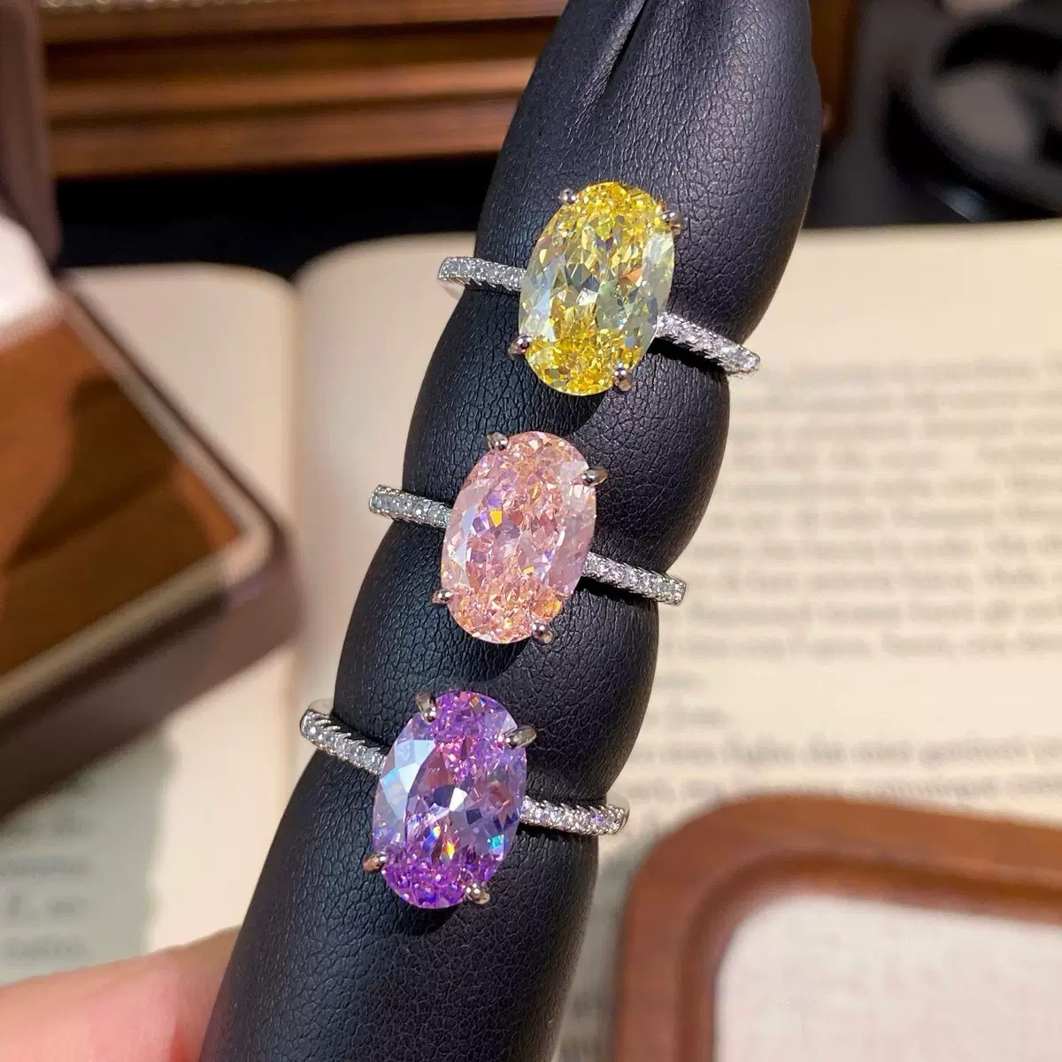 Oval shape Crystal Rings
