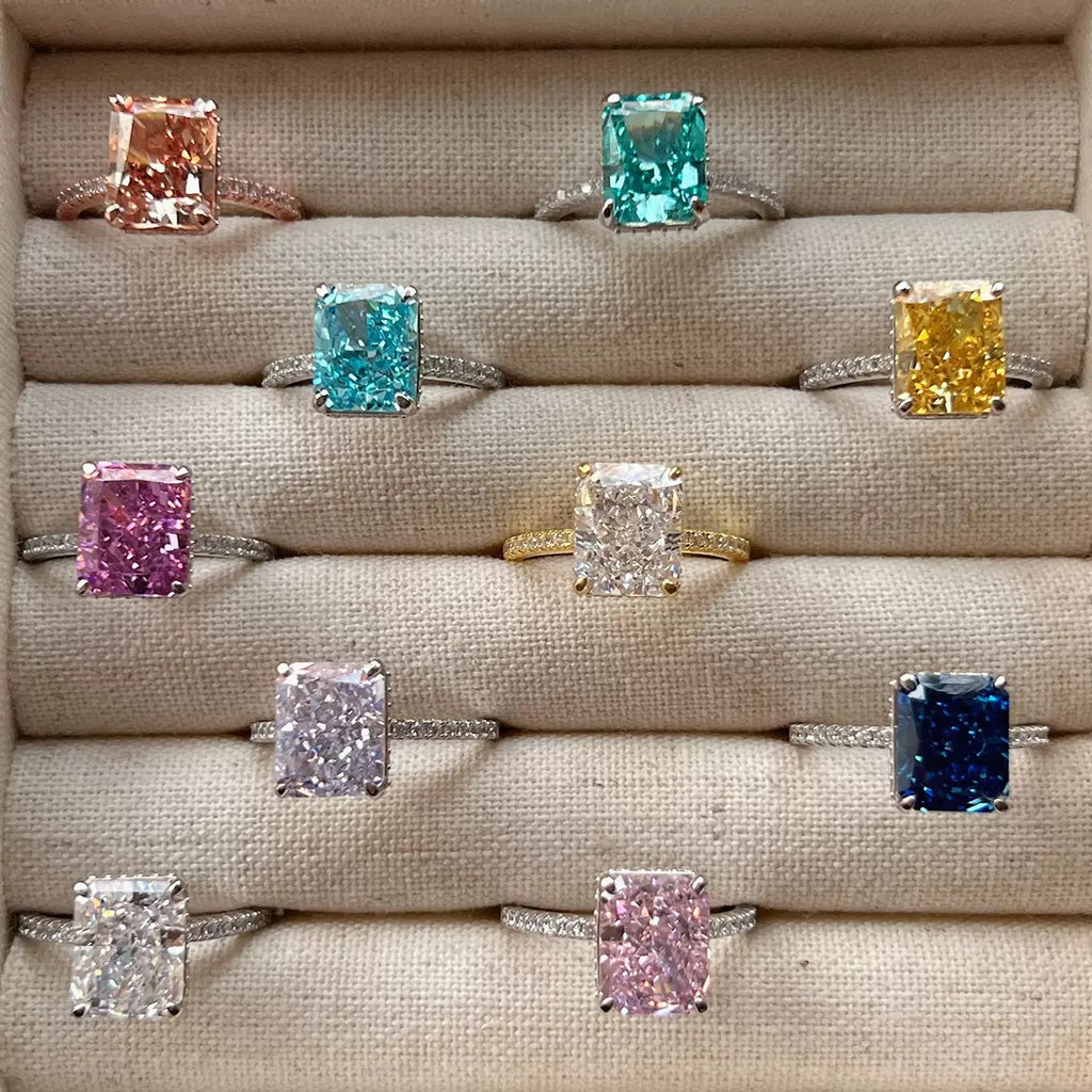 Square Crystal Rings