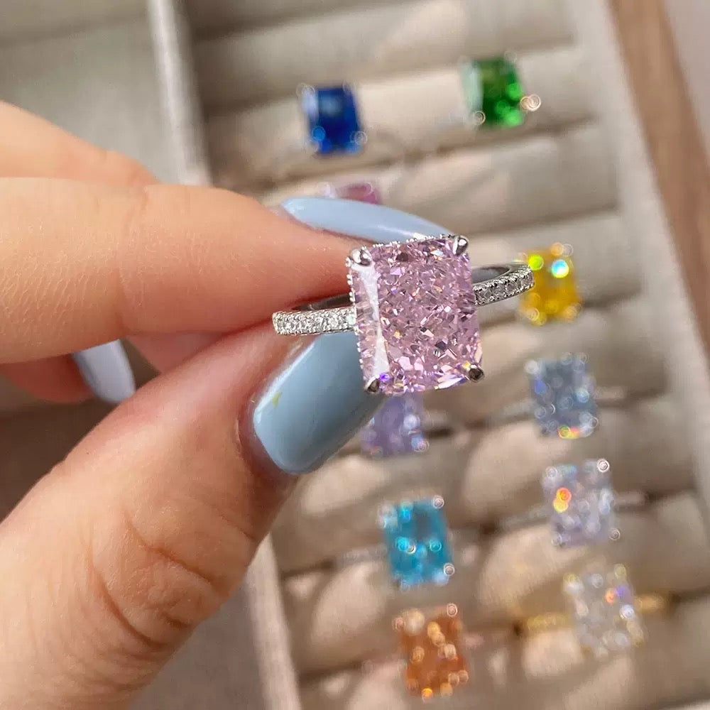 Square Crystal Rings