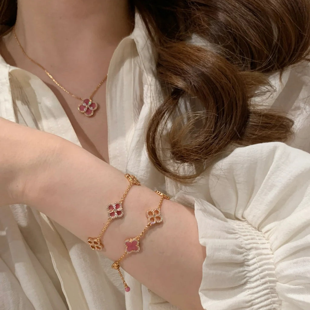 Pink Clover Jewelry Set