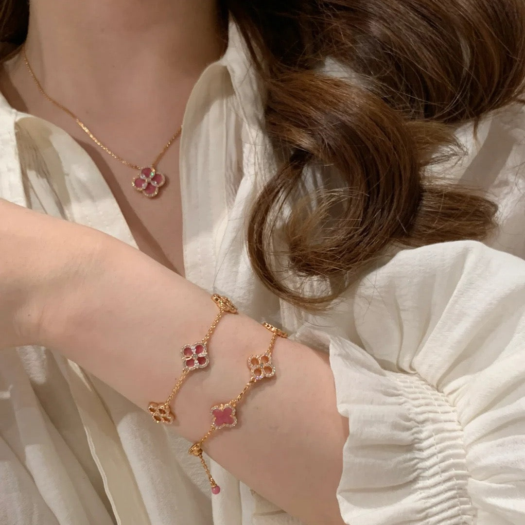 Pink Clover Jewelry Set
