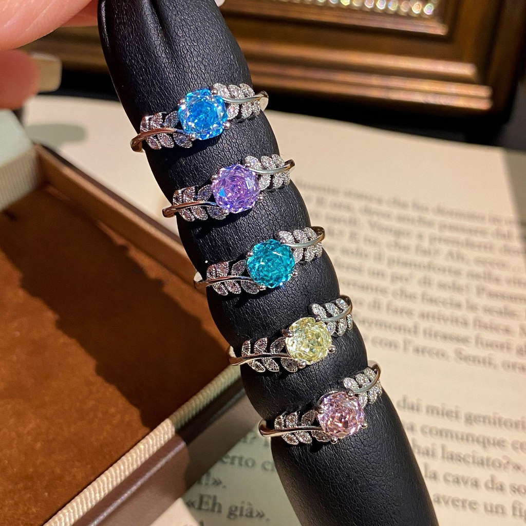 Rose Cut Floral Crystal Rings