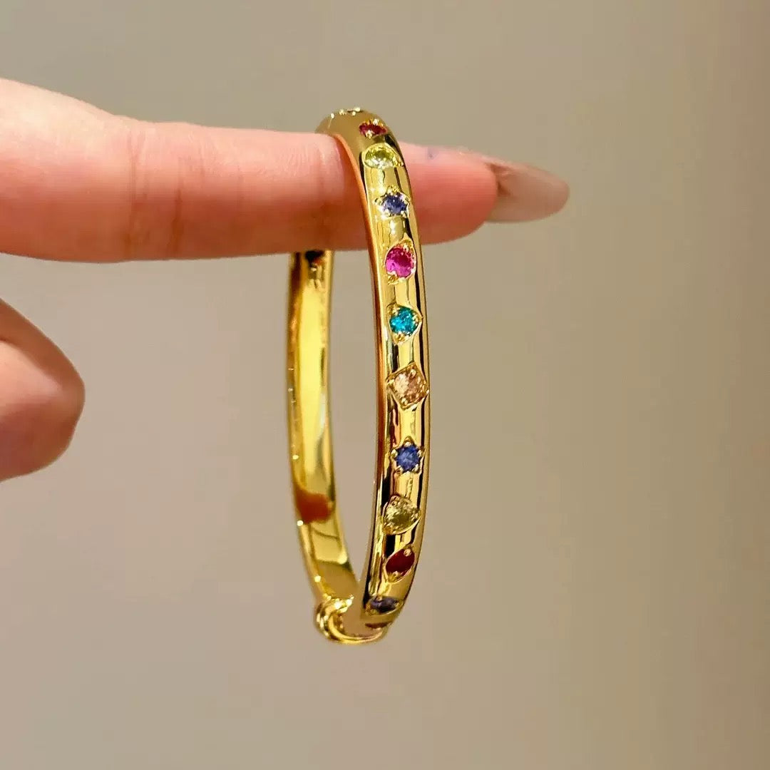 Rainbow Multi-Color Gem Stack Bangle