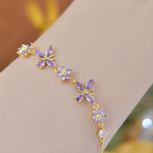 Dainty Butterfly Flower Bracelet