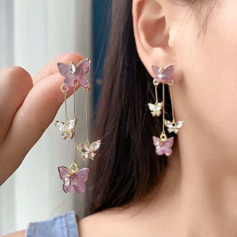Fairycore triple layer Butterfly Earrings